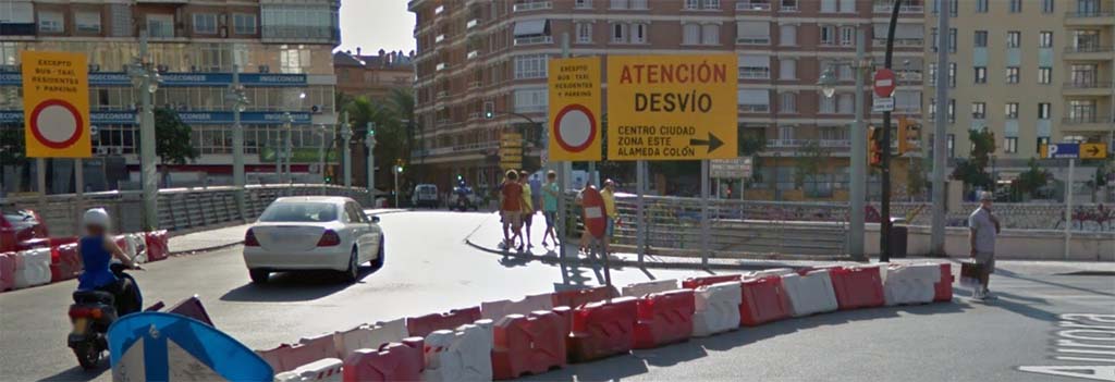 Straßenumweg wegen Bauarbeiten in Málaga