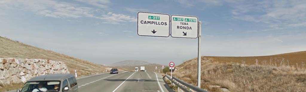 Salida hacia Ronda de la carretera A-357