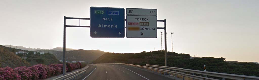 Exit to Torrox Costa and Competa