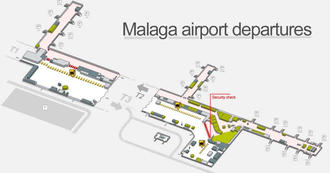 Mapa de salidas del aeropuerto de Málaga