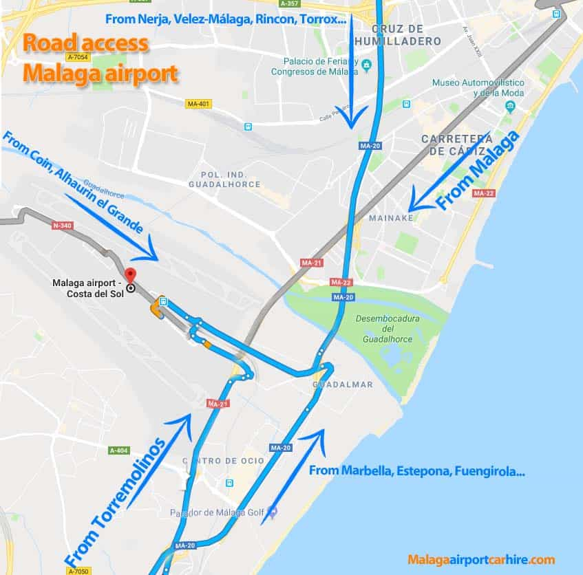 Distances from Malaga airport